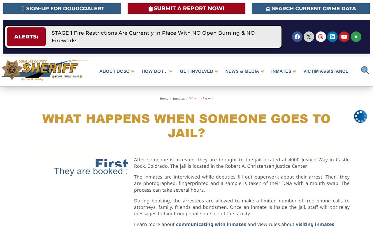 Douglas County Detention Center booking and inmate intake explanation