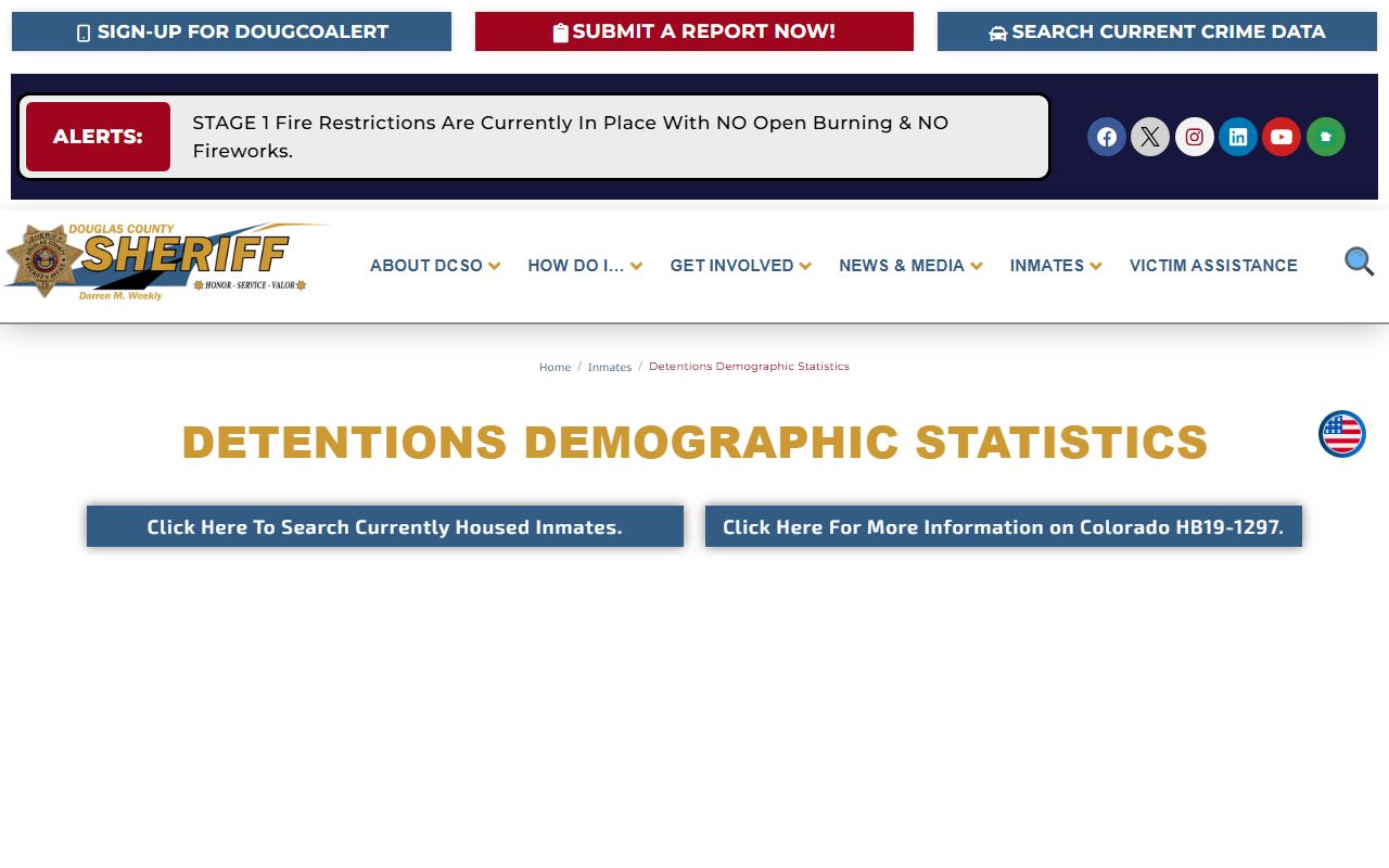 Douglas County inmate population demographics dashboard page